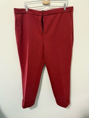 Ann Taylor Cropped Ankle Pants in Deep Red